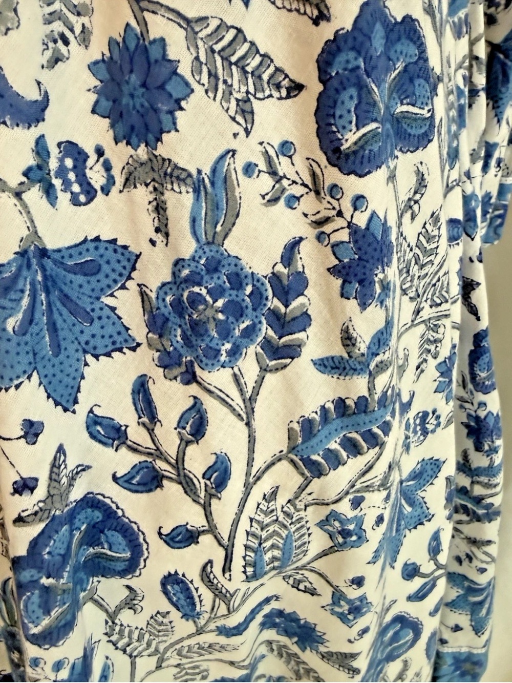 Mary Marshmallow Blue White Floral Long Sleeve Tassel Tie Dress - XS - Picture 2 of 6